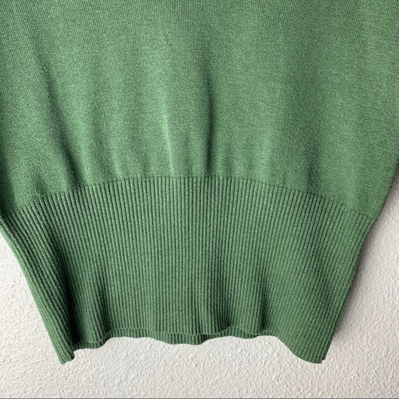 SO v-neck army green Sweater knit fitted Ribbed waist crop length Sz Xs-M Y2K - Picture 4 of 11